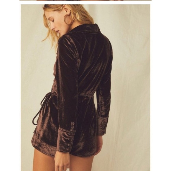Free People Viola Velvet Romper Playsuit New - Picture 2 of 3